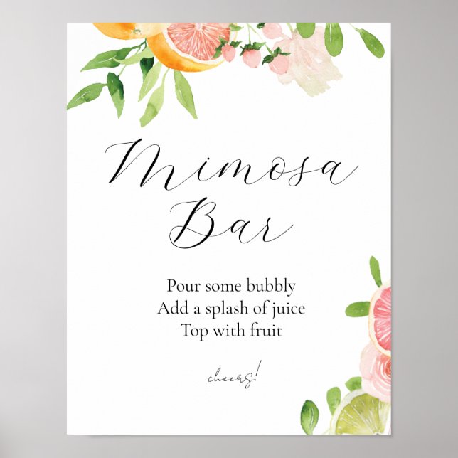 Poster Symbole de la barre d'agrumes rose Mimosa (Devant)