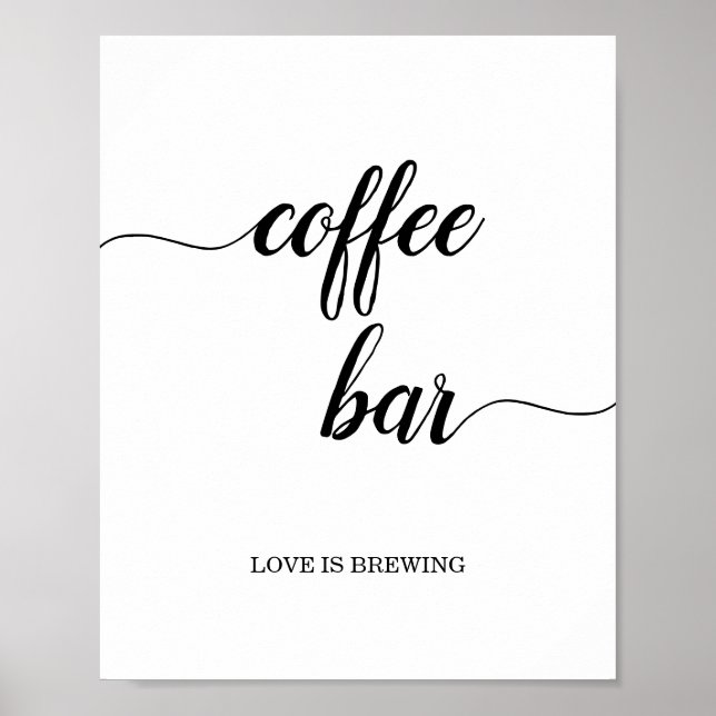 Poster Symbole de la barre de café en calligraphie noire (Devant)