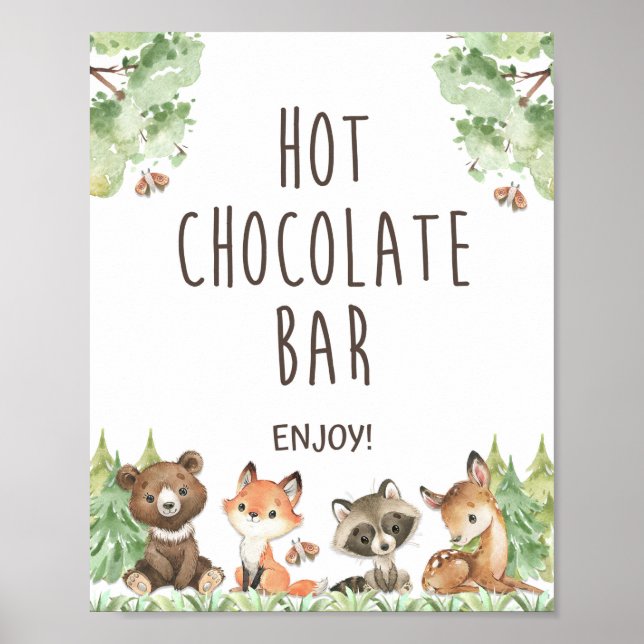 Poster Symbole de la barre de chocolat chaud Animaux de b (Devant)