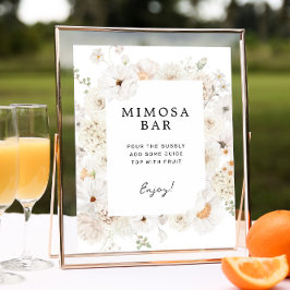 Poster Symbole de la barre de Mimosa à la floraison blanc