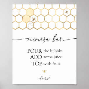 Poster Symbole de la barre Mimosa de douche d'abeille dor
