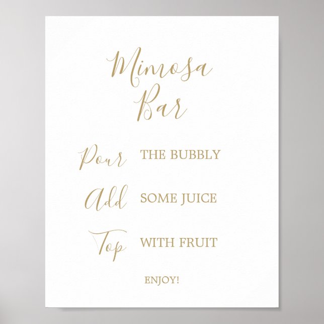 Poster Symbole de la barre Mimosa de la calligraphie d'or (Devant)