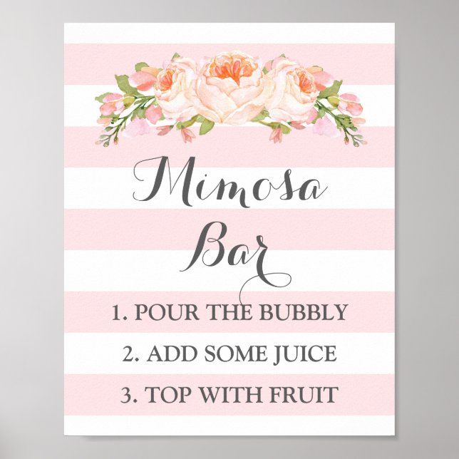 Poster Symbole de la barre Mimosa Fleurs roses Fleurs ray (Devant)