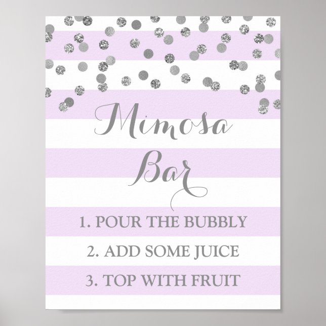 Poster Symbole de la barre Mimosa Lavender Stripes Argent (Devant)