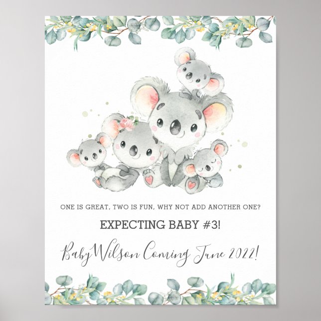 Poster Symbole de la Famille Cute Koala de cinq Faire-par (Devant)