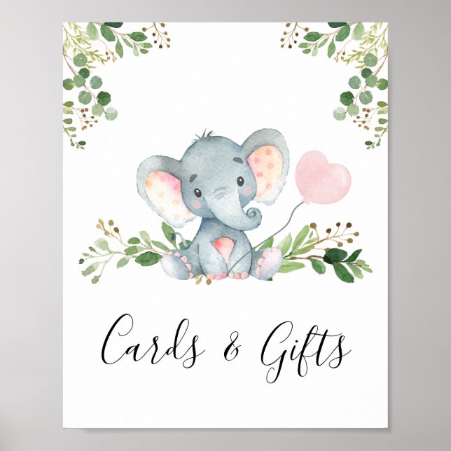 Poster Symbole de la fête Baby shower de l'éléphant rose  (Devant)