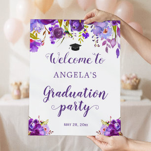 Poster Symbole de la fête de graduation florale violet ul
