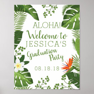 Poster Symbole de la fête de graduation Tropical Hawaiian