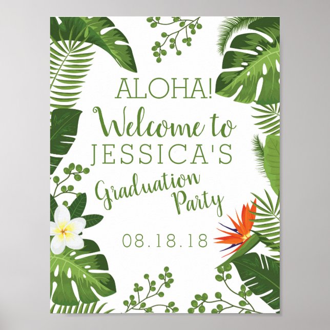 Poster Symbole de la fête de graduation Tropical Hawaiian (Devant)