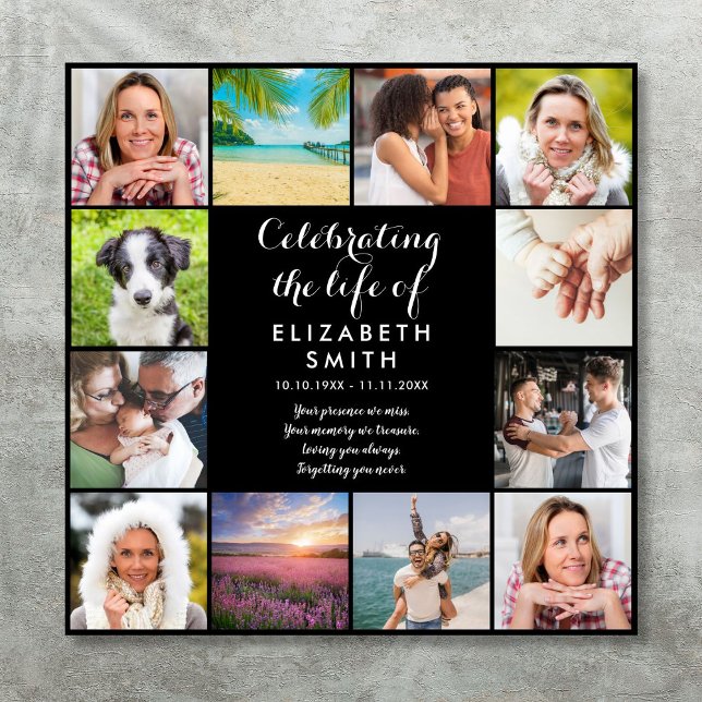 Poster Symbole de la fête de la vie 12 (Celebration of Life Memorial 12 Photo Sign)