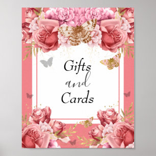 Poster Symbole de la fête des Baby showers papillons et c