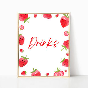 Poster Symbole de la fête des boissons sucrées aux fraise