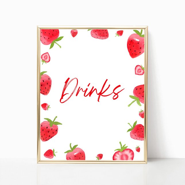 Poster Symbole de la fête des boissons sucrées aux fraise (Créateur téléchargé)