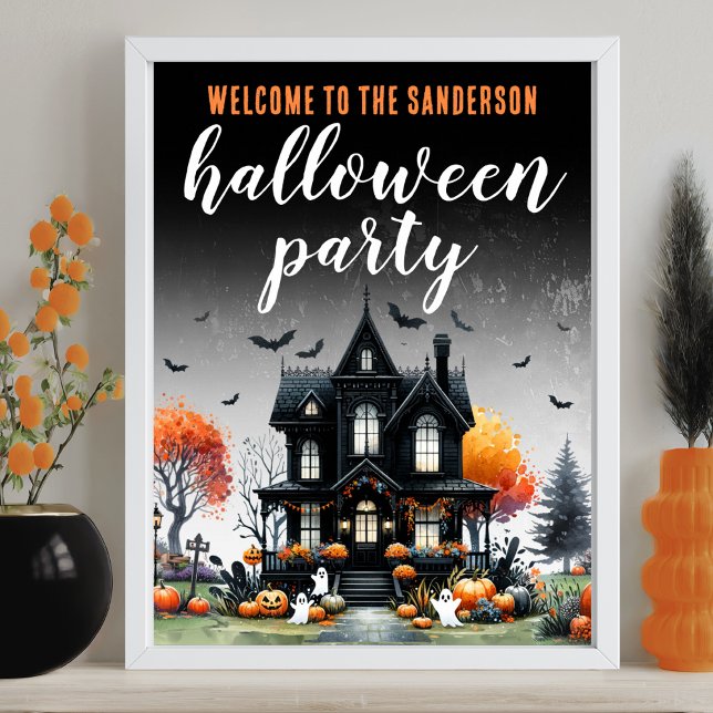 Poster Symbole de la fête d'Halloween pour adultes (Adult Haunted House Halloween Party Sign)