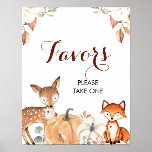 Poster Symbole de la fête du Baby shower boisé Automne