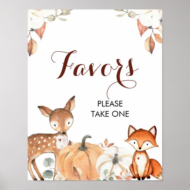 Poster Symbole de la fête du Baby shower boisé Automne (Devant)
