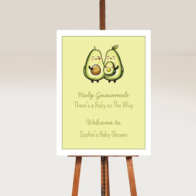 Poster Symbole de la fête du Baby shower Saint-Guacamole  (Avocado Baby Shower Party Sign)