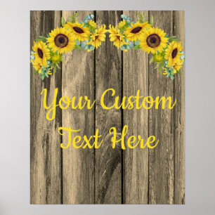 Poster Symbole de la fête du tournesol rustique personnal