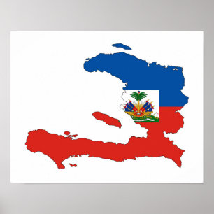 Poster symbole de la forme de la carte du drapeau haïtien