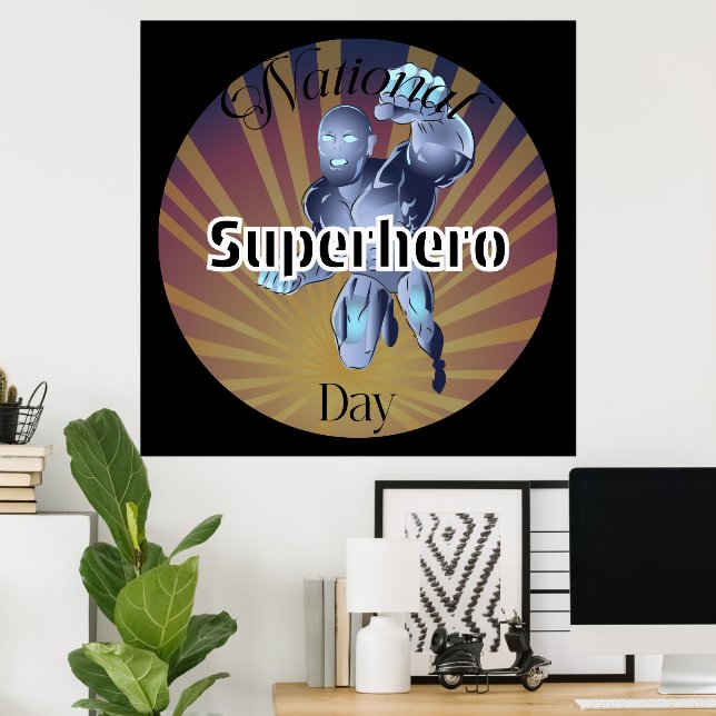 Poster Symbole de la Journée nationale des super-héros (Bureau à domicile)