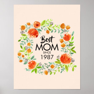 Poster Symbole de la meilleure maman depuis l'aquarelle F