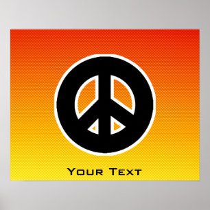 POSTER SYMBOLE DE LA PAIX JAUNE ORANE