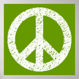 Poster Symbole de la Paix Scribble - Blanc sur Avocad