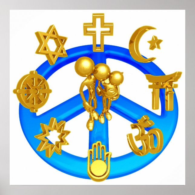 Poster Symbole de la paix unifiant toutes les religions d (Devant)