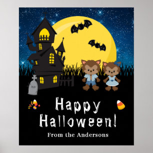 Poster SYMBOLE DE LA PARTIE BLEUE Halloween Werewolfs