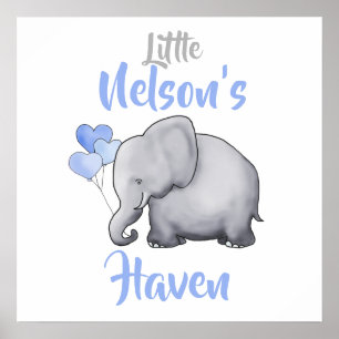 Poster Symbole de la porte de l'éléphant mignon personnal