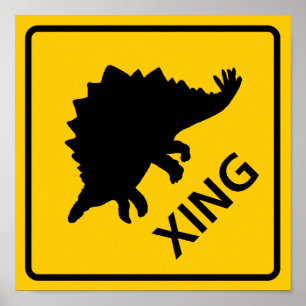 Poster SYMBOLE DE LA ROUTE DE PASSAGE DE Stegosaur Dinosa