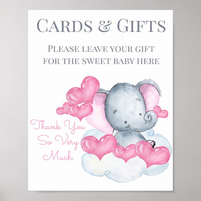 Poster Symbole de la table cadeau Baby shower Eléphant fi (Devant)