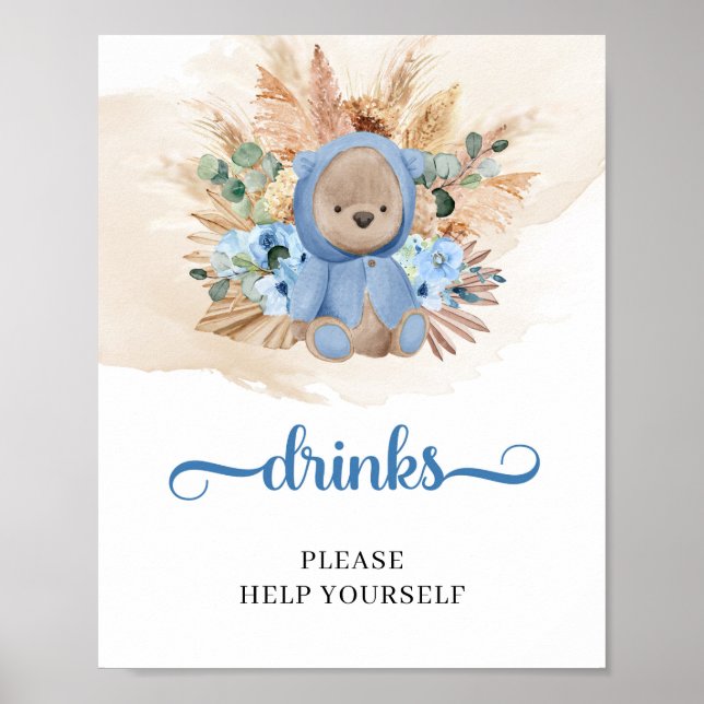 Poster Symbole de la table de boisson de l'ours en peluch (Devant)