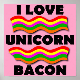 Poster Symbole de l'affiche Unicorn Bacon Funny