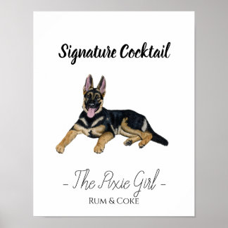 Poster Symbole de l'alcool allemand Shepherd Signature