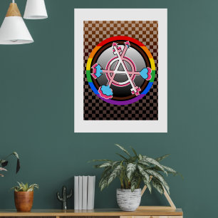 Poster Symbole de l'anarchie du genre, emblème sur damier