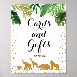 Poster Symbole de l'animal de safari Gold Watercolor Cart