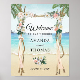 Poster Symbole de l'arc Mariage tropical floral Arbor