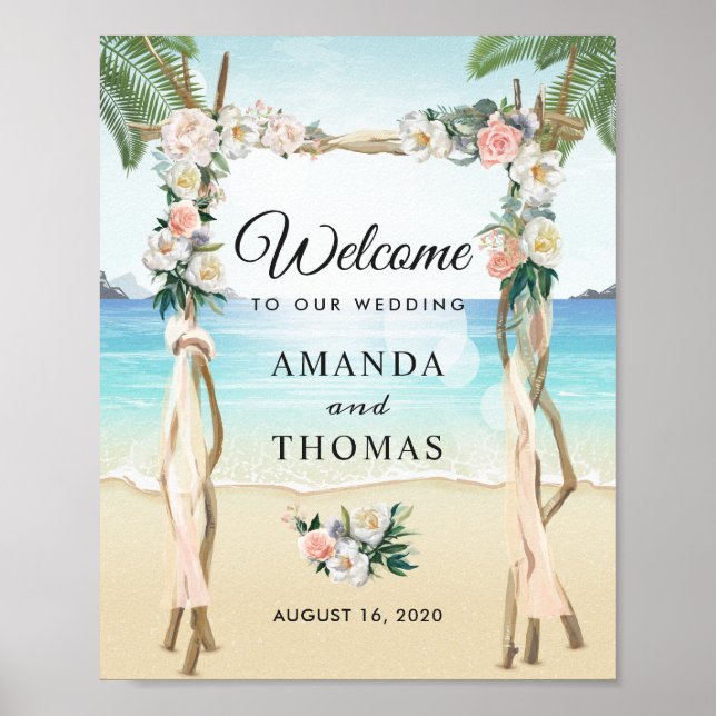 Poster Symbole de l'arc Mariage tropical floral Arbor (Devant)