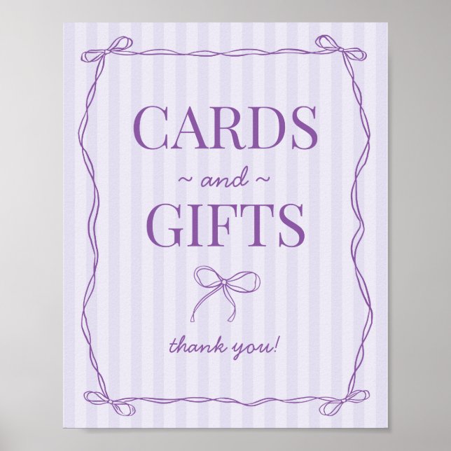 Poster Symbole de Lavande de Bow Coquette violette Cartes (Devant)