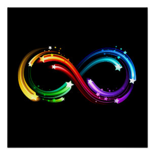 Poster Symbole de l'infini des comètes arc-en-ciel