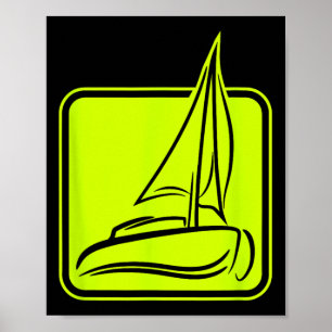 Poster Symbole de logo de voile Carré Voilier Bateau Capi