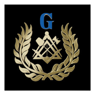 Poster Symbole de maçonnerie doré