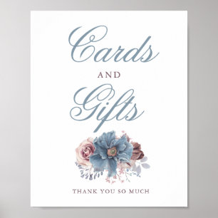 Poster Symbole de mariage bleu et mauve Dusty Cartes et c