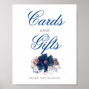 Poster Symbole de mariage bleu marine et mauve