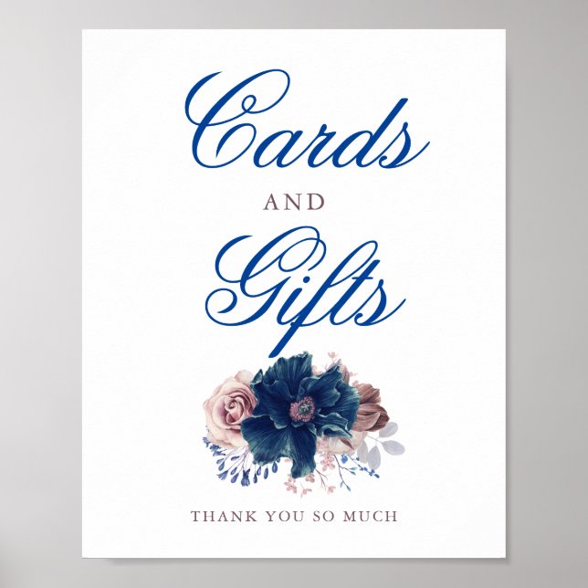 Poster Symbole de mariage bleu marine et mauve (Devant)
