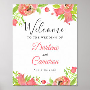 Poster Symbole de mariage du jardin botanique rose corail