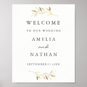 Poster Symbole de mariage du jardin de bienvenue Feuille