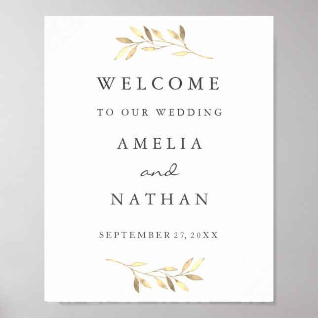 Poster Symbole de mariage du jardin de bienvenue Feuille  (Devant)