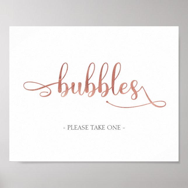 Poster Symbole de mariage élégant Rose Gold White (Devant)